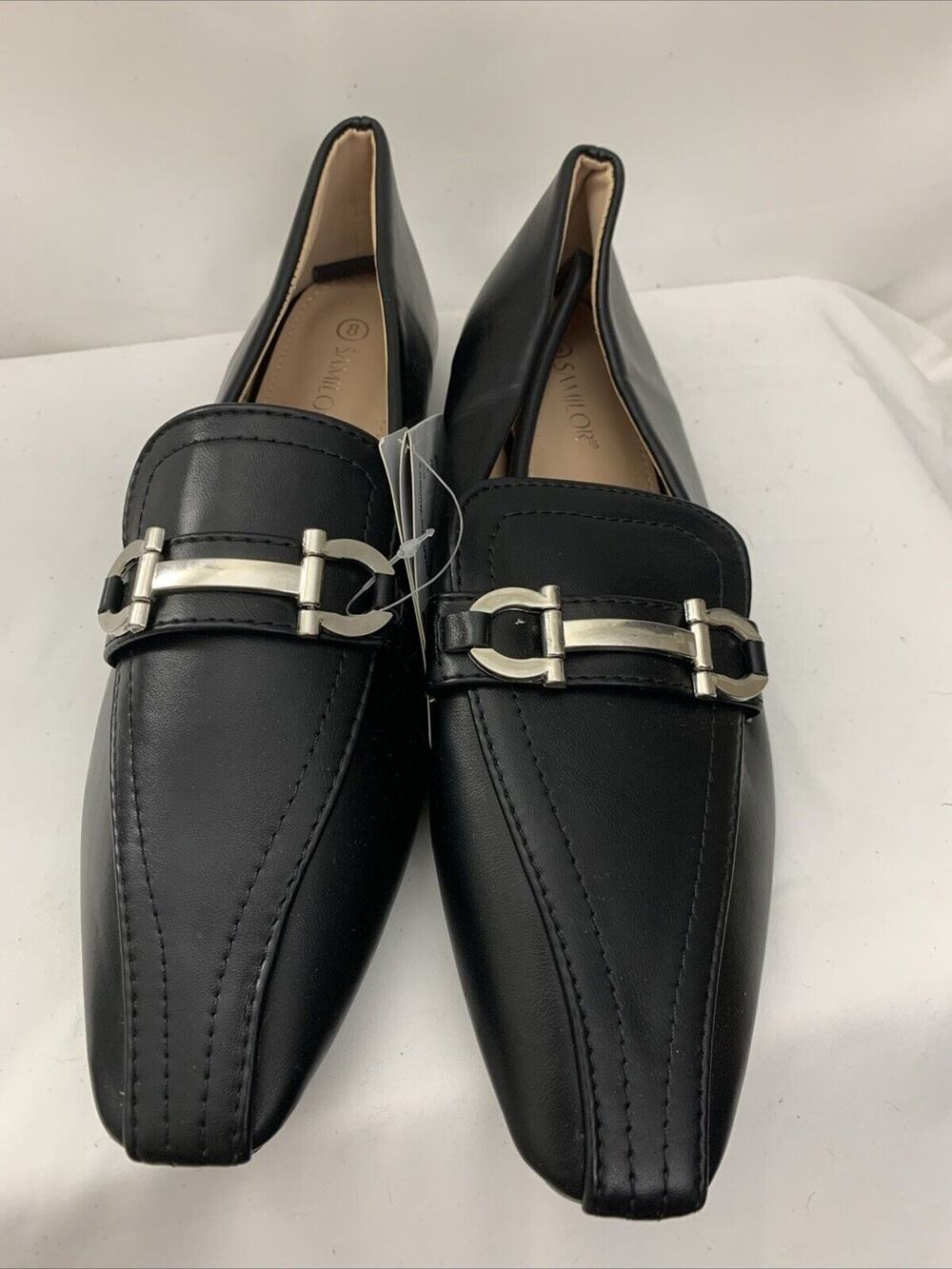 Samilor Black Flats Buckle Womens 8 Business Slip On